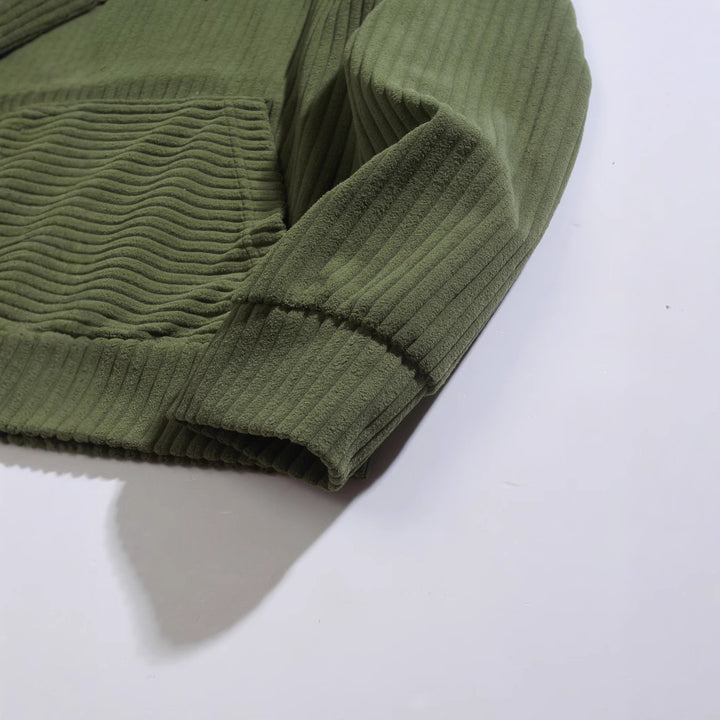 Herren Freizeithoodie mit Rippstruktur und Kängurutasche Aliams