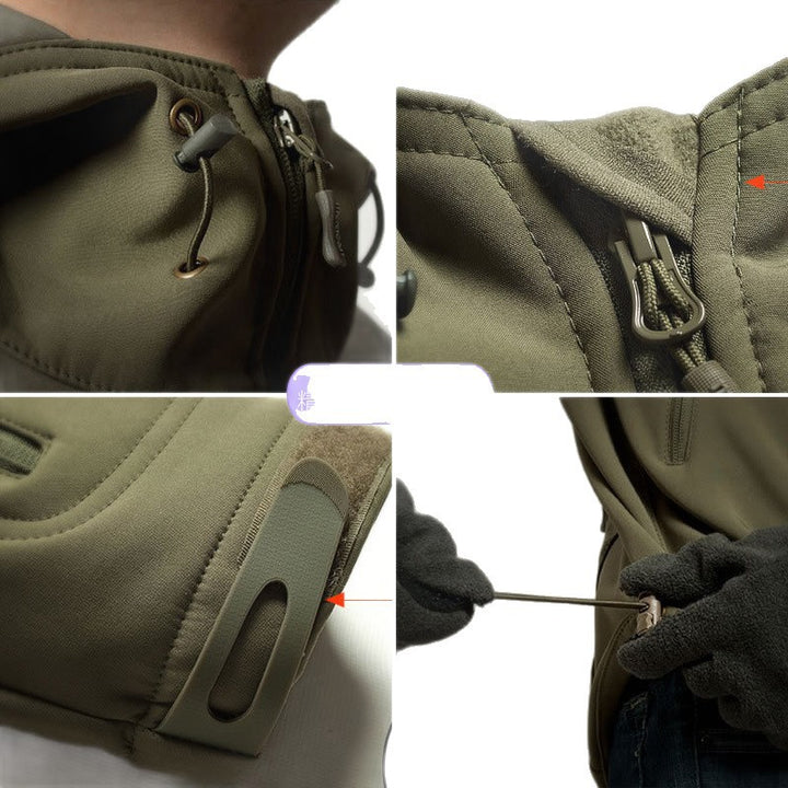 Herren technische Softshell-Jacke mit multifunktionalen Taschen und verstellbarem Kapuzensystem Aliams