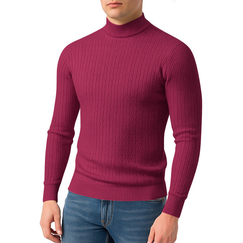 Herren Rollkragenpullover mit strukturiertem Zopfmuster und bequemem Schnitt Aliams