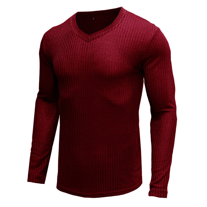 Herren Strukturierter V-Ausschnitt Pullover Aliams