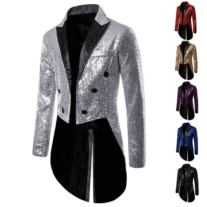 Herren glitzernde Smokingjacke mit elegantem Schnitt und schimmernden Pailletten Aliams