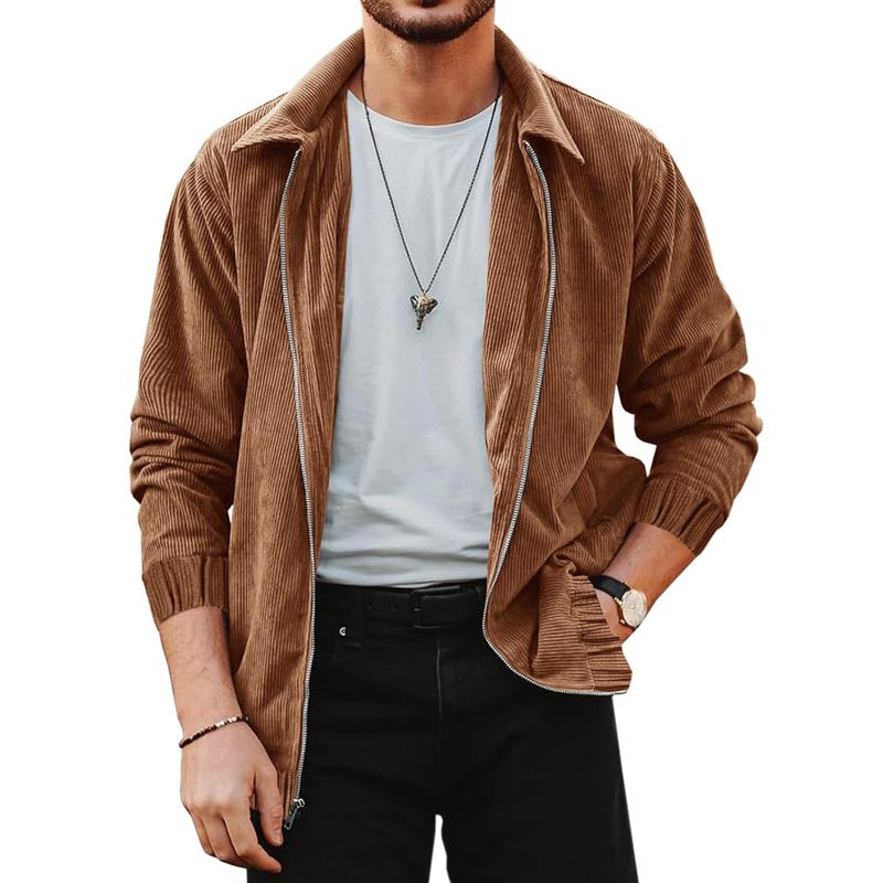 Herren bequeme Cordjacke mit durchgehender Reißverschlussfunktion Aliams