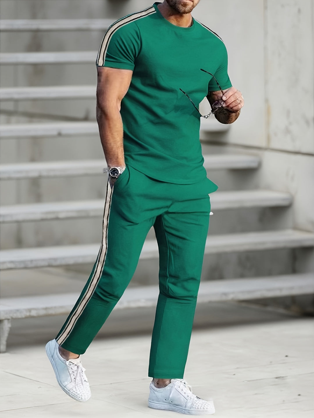 Herren Sportliches Trikot und Jogginghose-Set mit seitlichen Details Aliams