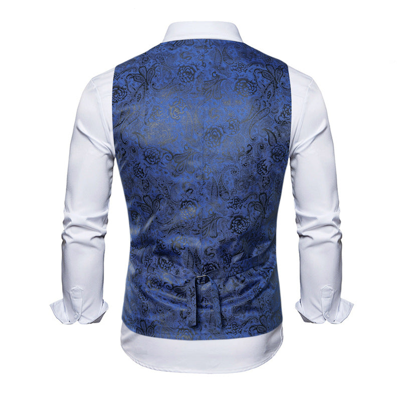 Herren elegante Weste mit floralem Muster und doppelter Knopfreihe Aliams