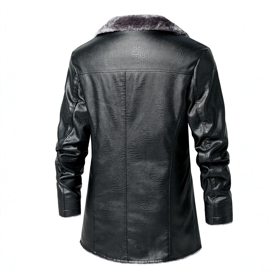 Herren Kunstleder Jacke mit luxuriösem Fleecefutter Aliams