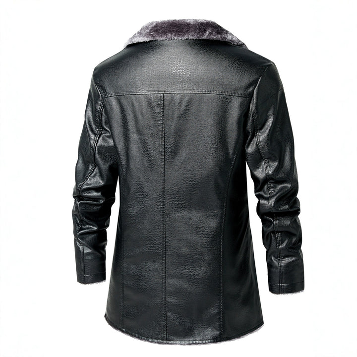 Herren Kunstleder Jacke mit luxuriösem Fleecefutter Aliams