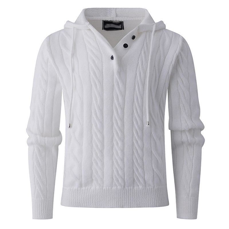 Herren Grobstrickpullover mit Kapuze und modernem Zopfmuster Aliams