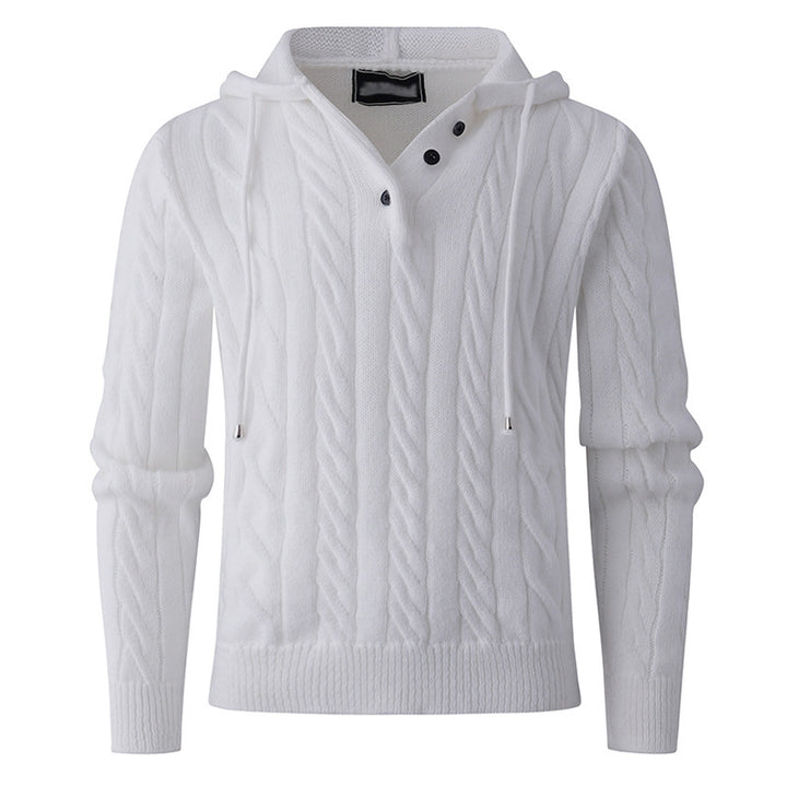 Herren Grobstrickpullover mit Kapuze und modernem Zopfmuster Aliams
