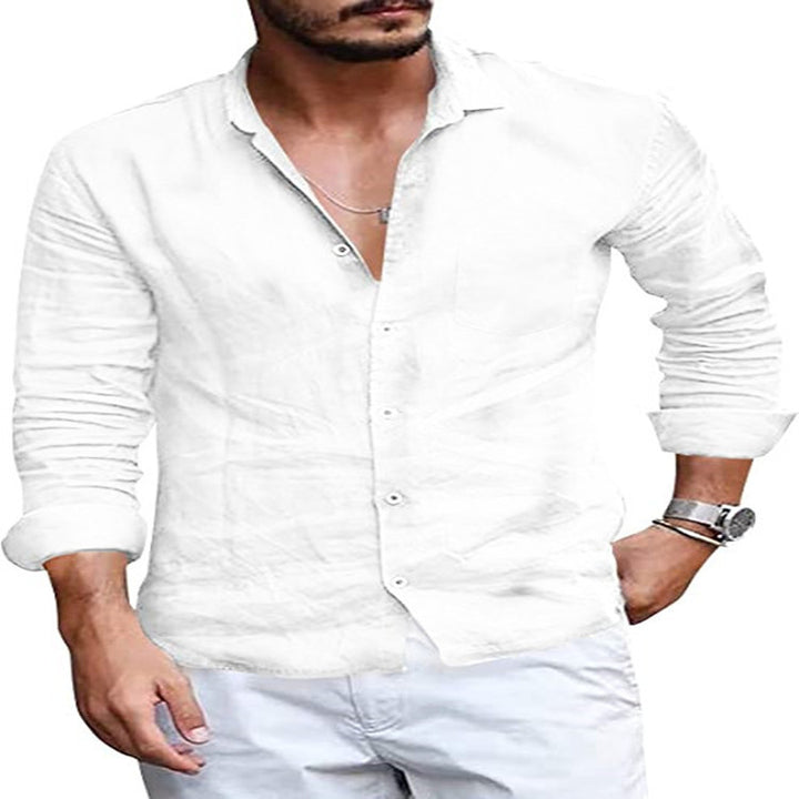 Herren Hemd aus hochwertigem Leinen mit schickem Kragen und lässigem Schnitt Aliams