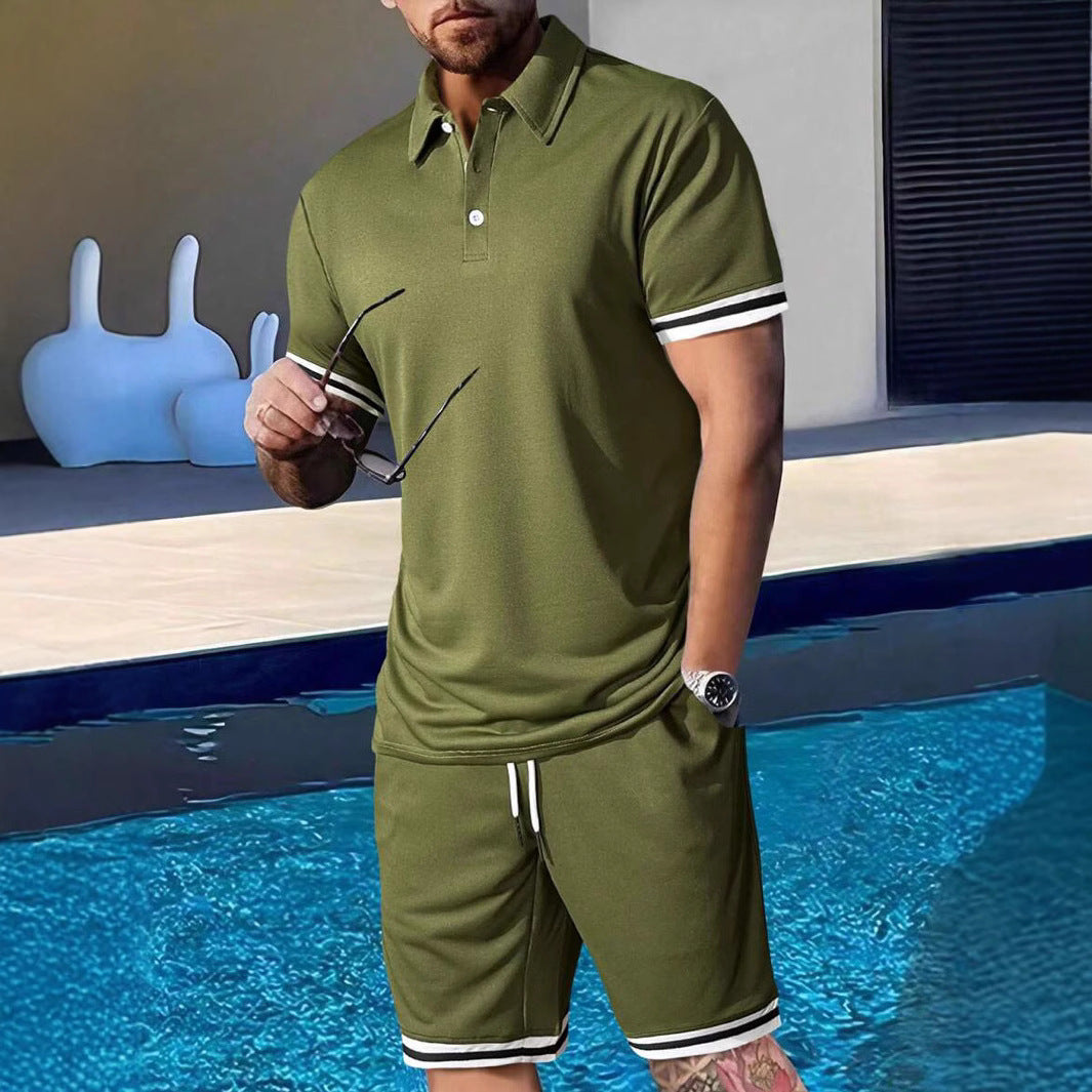 Herren sportliches Polo-Shirt und Shorts Set mit modernem Schnitt Aliams