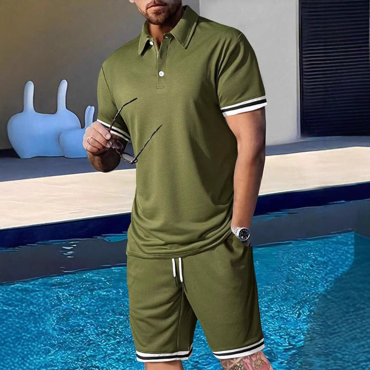 Herren sportliches Polo-Shirt und Shorts Set mit modernem Schnitt Aliams