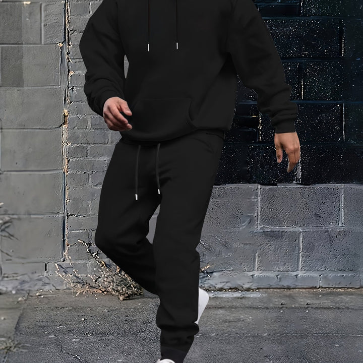 Herren Sportiver Kapuzenanzug mit verstellbarem Bund und seitlichen Taschen Aliams