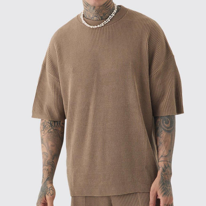 Herren Kurzarm T-Shirt im Rippstrickdesign Aliams