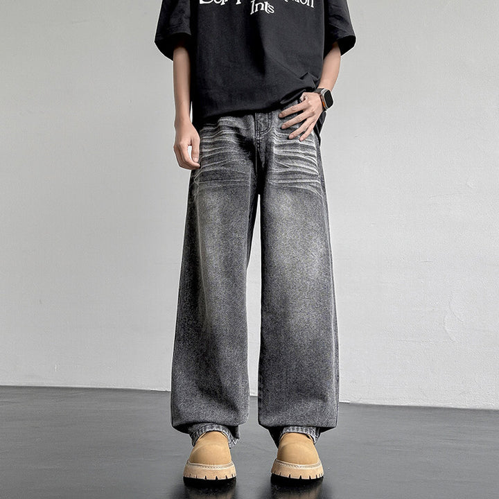 Unisex Weit geschnittene Denim-Hose mit einzigartigen Waschung und legerem Design Aliams