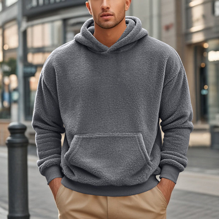 Herren Fleece Hoodie mit Kängurutasche und modernem Schnitt Aliams