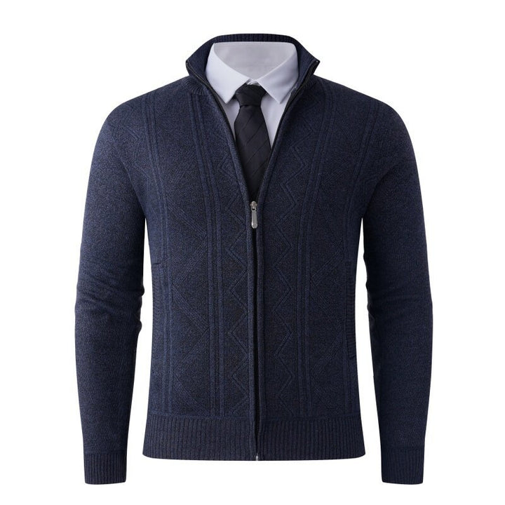 Herren Strickjacke mit modernem Zipper und strukturiertem Design Aliams