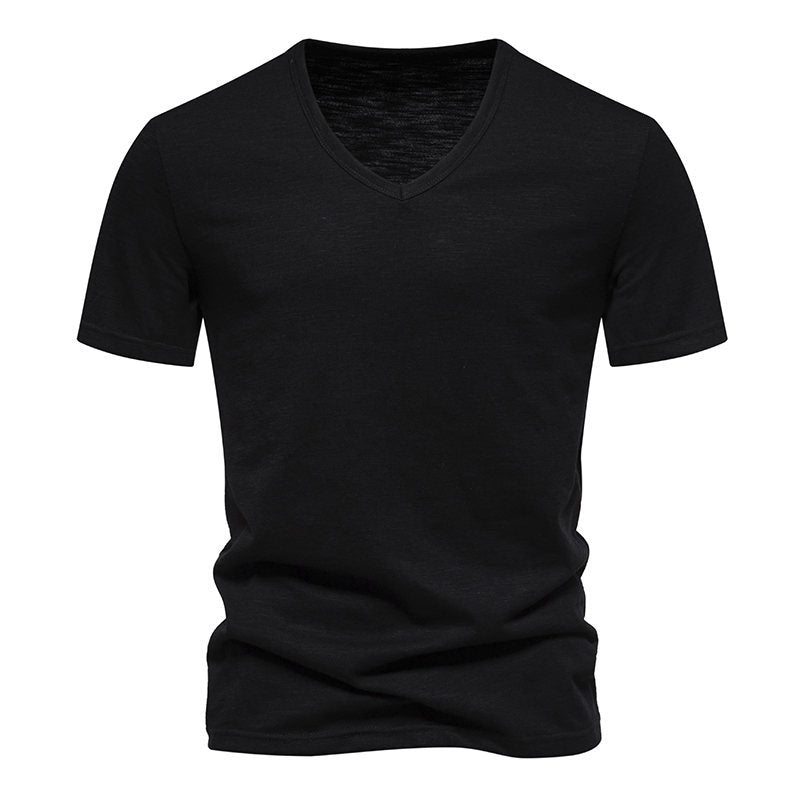 Herren V-Ausschnitt T-Shirt aus atmungsaktiver Baumwolle mit komfortablem Sitz Aliams
