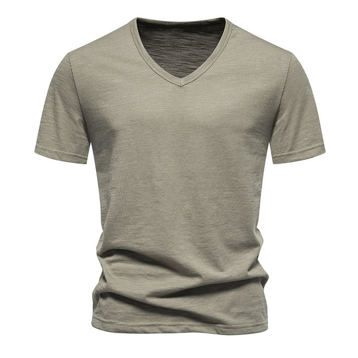 Herren V-Ausschnitt T-Shirt aus atmungsaktiver Baumwolle mit komfortablem Sitz Aliams