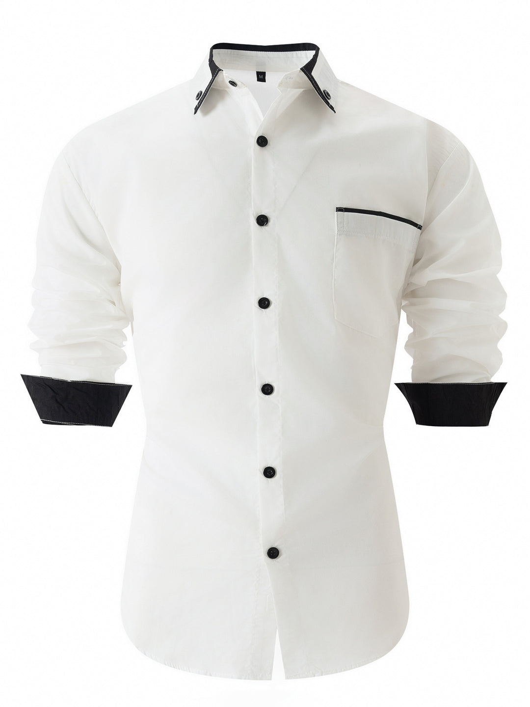 Herren elegantes Langarmhemd mit Kontrastdetails Aliams