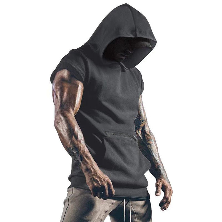 Herren ärmelloses Hoodie-Shirt mit praktischer Kängurutasche und stylischem Design Aliams