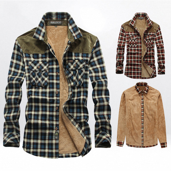 Herren Flanell-Hemd mit Fleece-Innenfutter und Brusttaschen Aliams