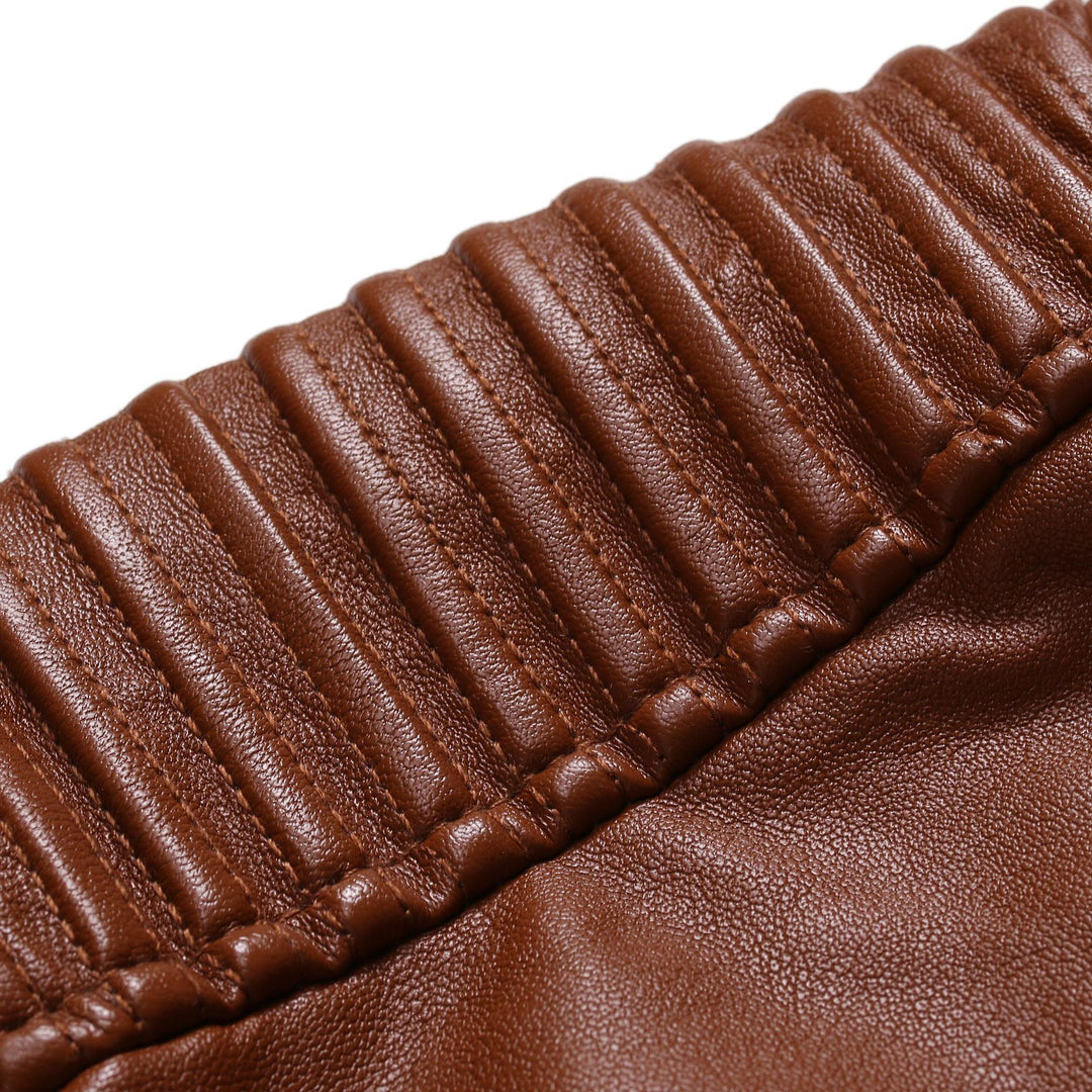 Herren Bikerjacke aus hochwertigem Leder mit Reißverschlusstaschen Aliams