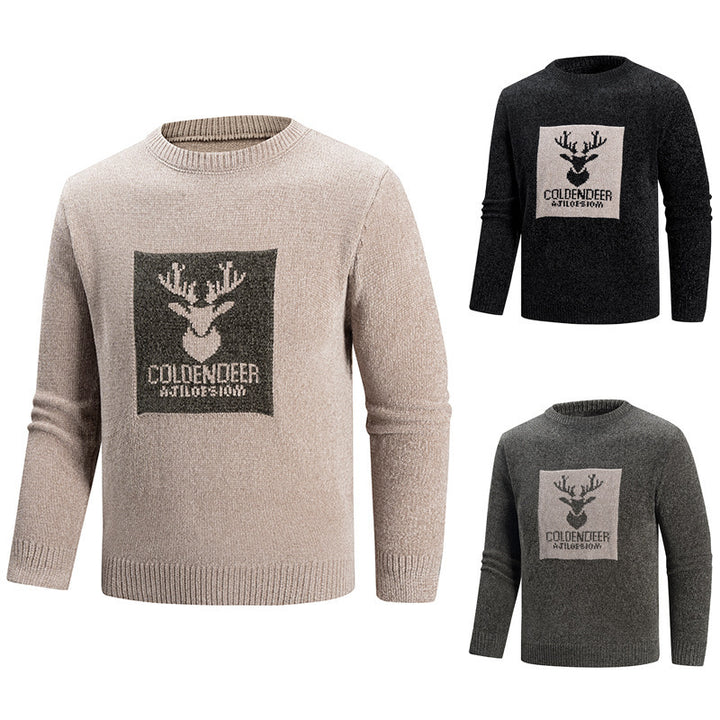 Herren Rundhalspullover mit kreativem Grafikdesign Aliams