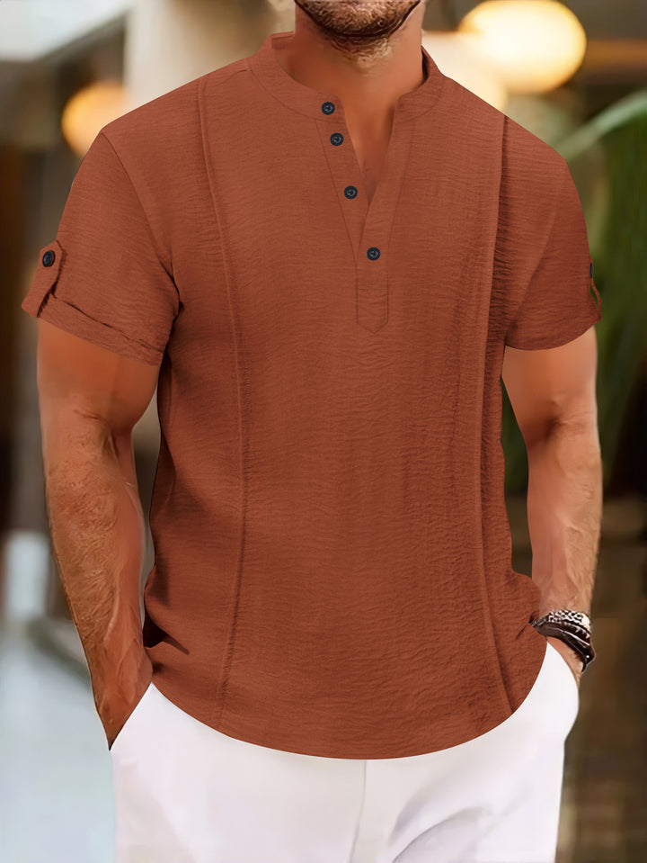 Herren Casual Kurzarm Henley Oberteil Aliams