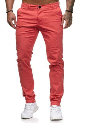 Herren stylische Slim-Fit Chinohose mit elastischem Bund und seitlichen Taschen Aliams