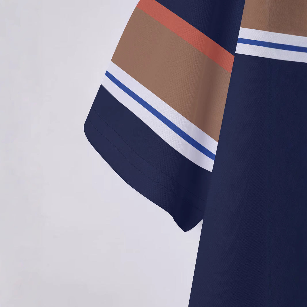 Herren Kurzarm Poloshirt mit modernen Blockstreifen Aliams