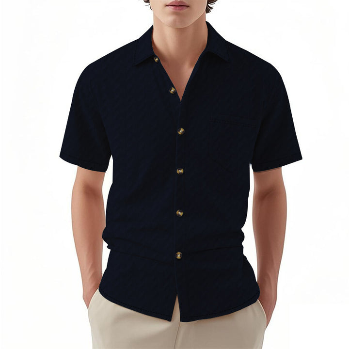 Herren Kurzarm-Hemd mit strukturiertem Design und eleganten Knopfdetails Aliams