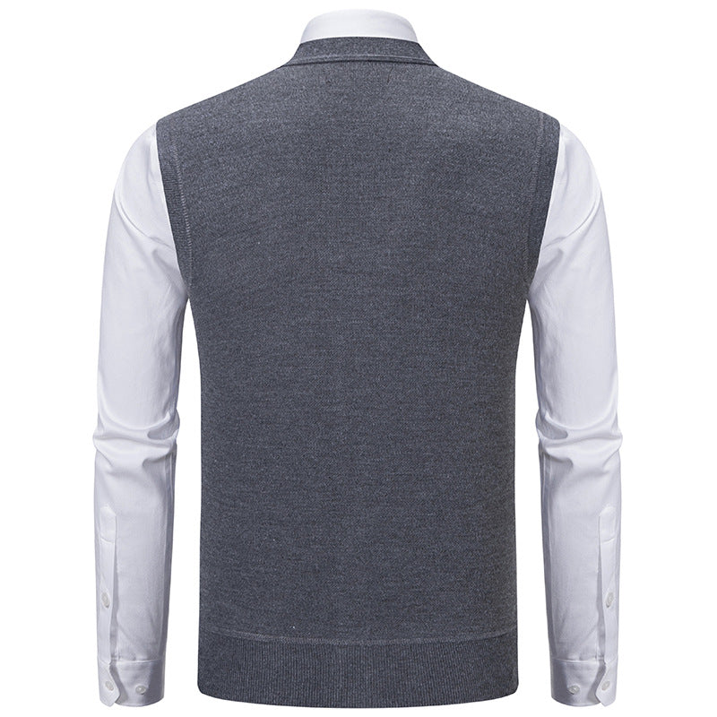 Herren elegante Strickweste mit klassischem Rautenmuster und praktischen Taschen Aliams