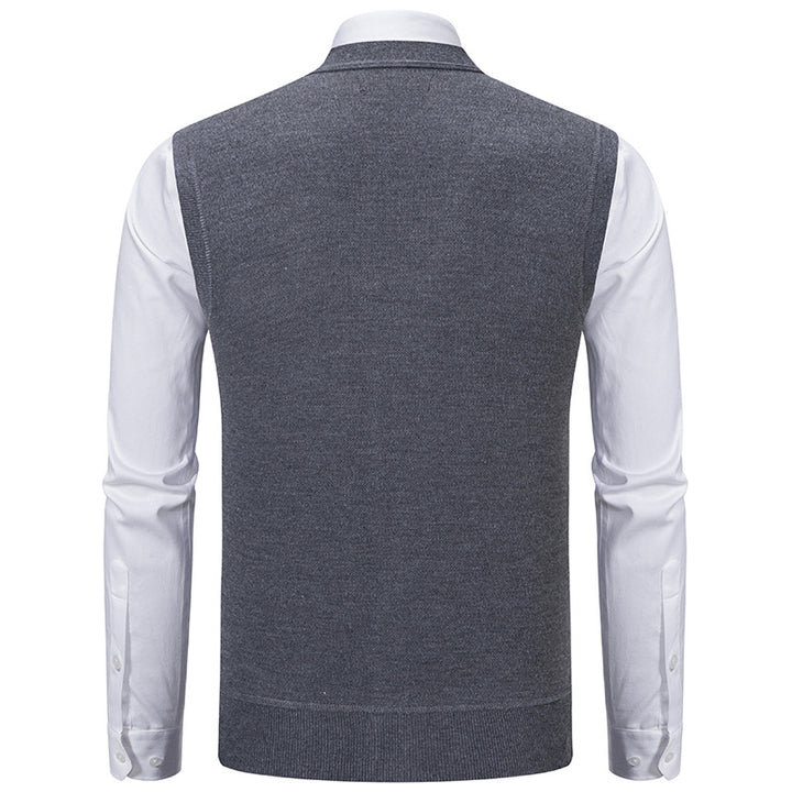 Herren elegante Strickweste mit klassischem Rautenmuster und praktischen Taschen Aliams