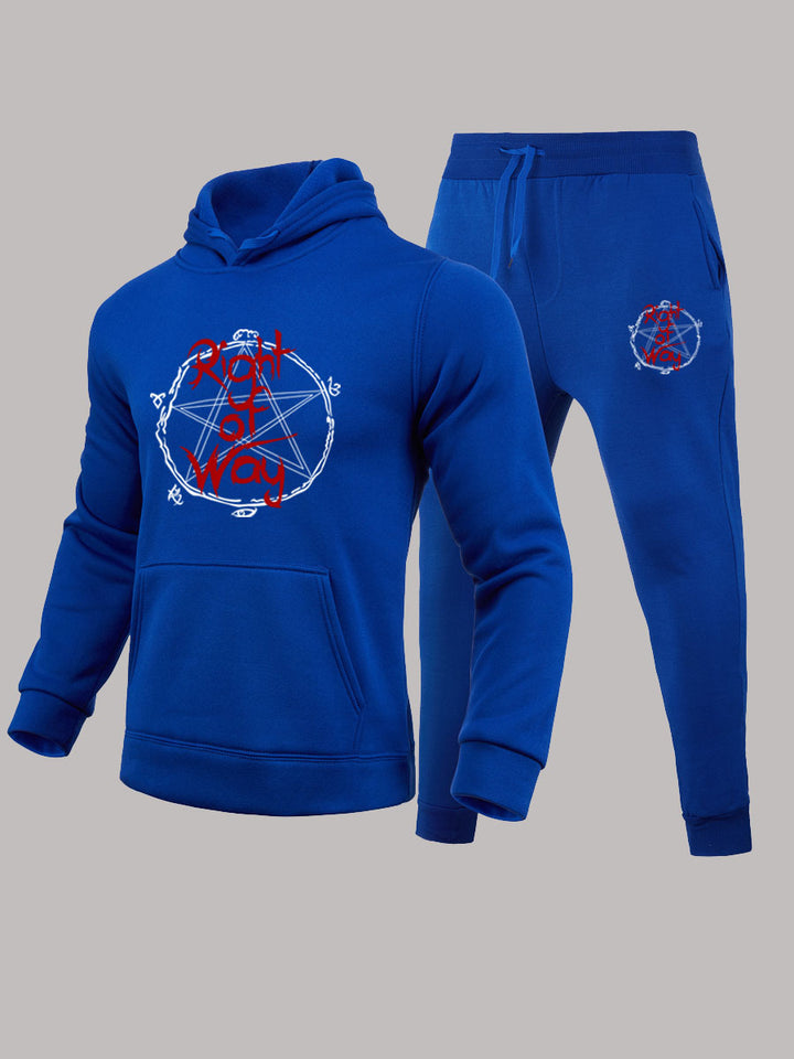 Herren Sportlicher Kapuzenpullover und Jogginghose Set mit einzigartigem Grafikdruck Aliams