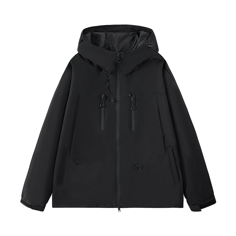 Herren wasserabweisende Outdoor-Jacke mit verstellbarer Kapuze und multifunktionalen Taschen Aliams