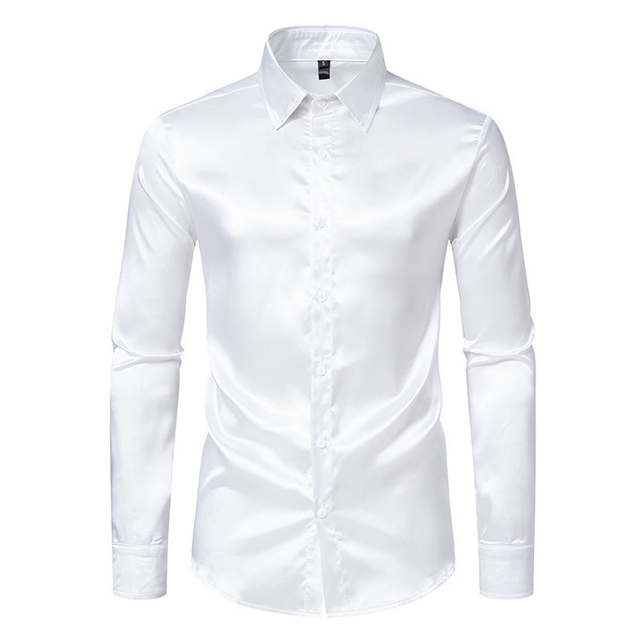 Herren Elegantes Satin-Hemd mit modernem Kragen und feiner Textur Aliams