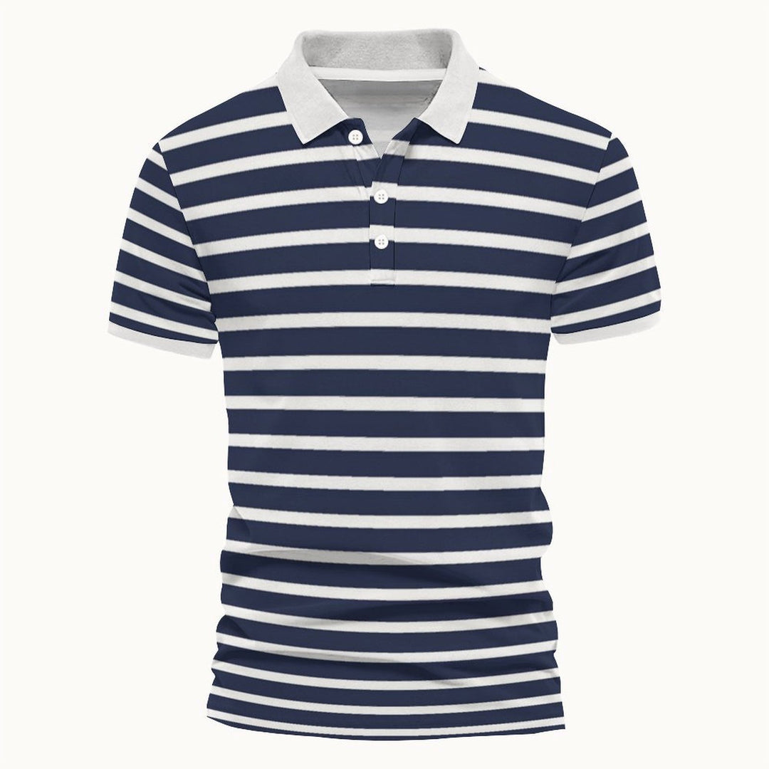 Herren gestreiftes Poloshirt mit modernem Kragen und atmungsaktiven Eigenschaften Aliams