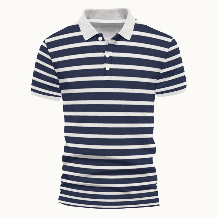 Herren gestreiftes Poloshirt mit modernem Kragen und atmungsaktiven Eigenschaften Aliams