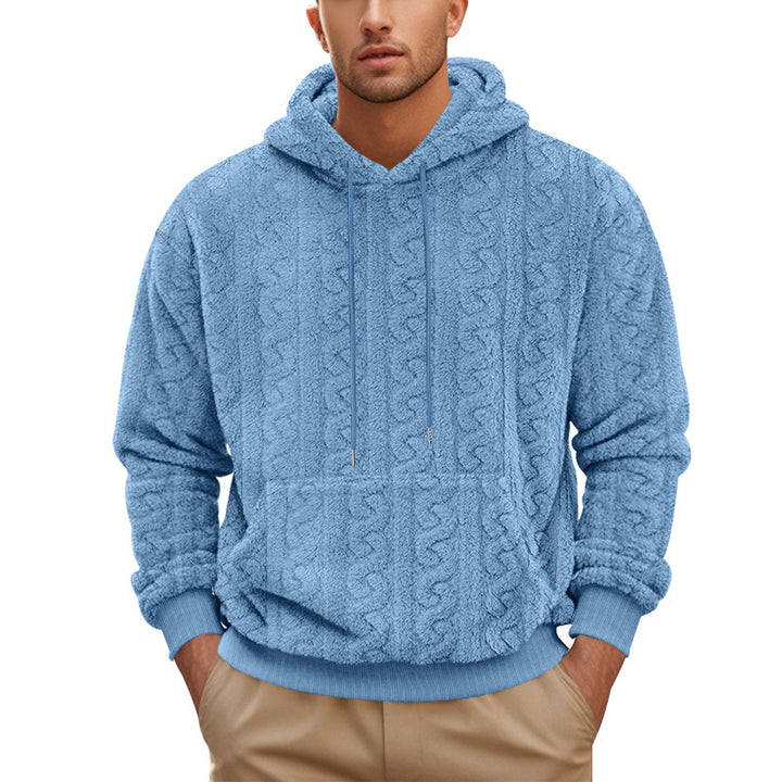 Herren Fleece-Kapuzenpullover mit strukturiertem Design und praktischer Kängurutasche Aliams