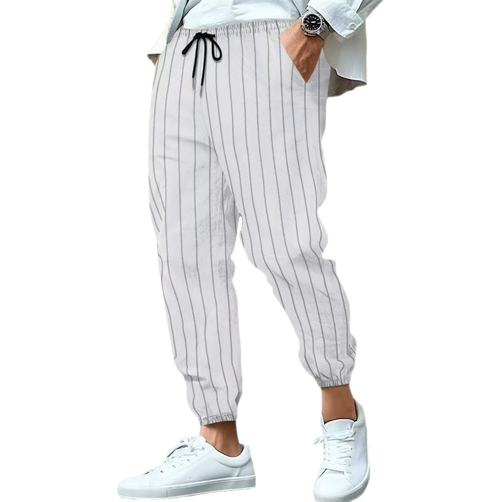 Herren stylische Freizeithose mit elegantem Streifenmuster Aliams
