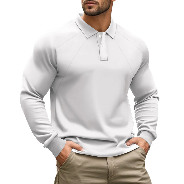 Herren sportliches Langarm-Polohemd mit innovativem Kragen und atmungsaktivem Material Aliams