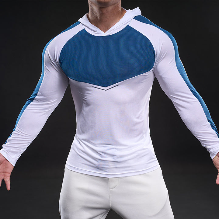 Herren sportliches Langarm-Funktionsshirt mit Kapuze und atmungsaktivem Design Aliams