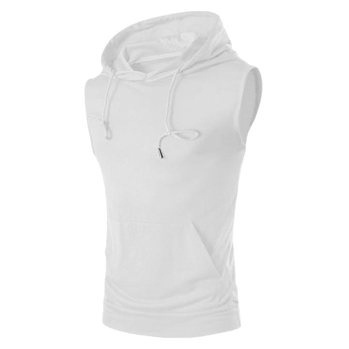 Herren ärmelloses Kapuzenshirt mit geräumiger Kängurutasche und atmungsaktiven Materialien Aliams