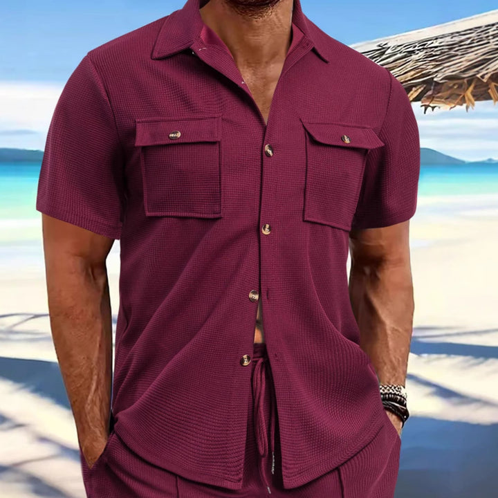 Herren Kurzarm-Hemd mit praktischen Brusttaschen und strukturiertem Design Aliams