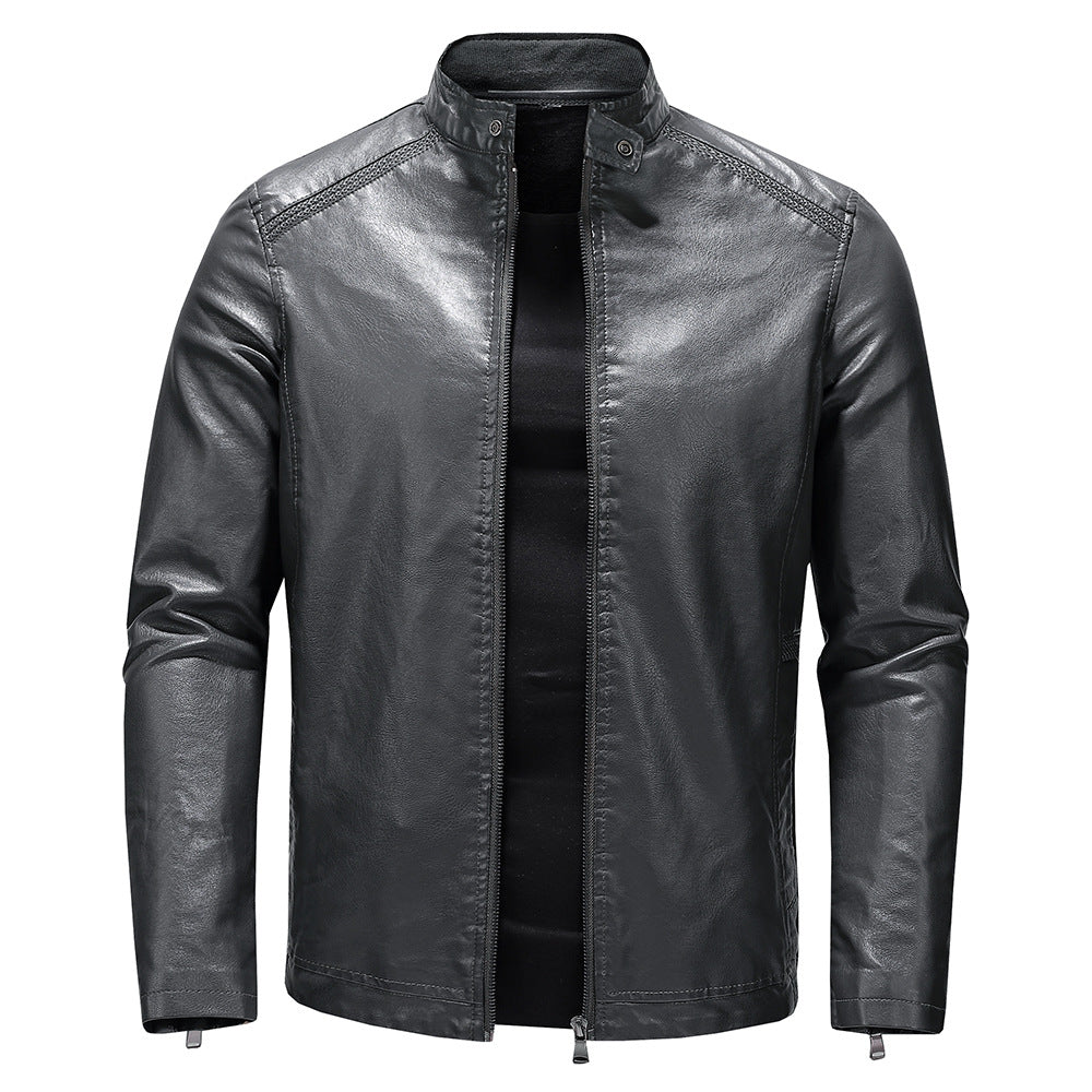 Herren Kunstlederjacke im modernen Casual-Stil mit praktischen Taschen Aliams