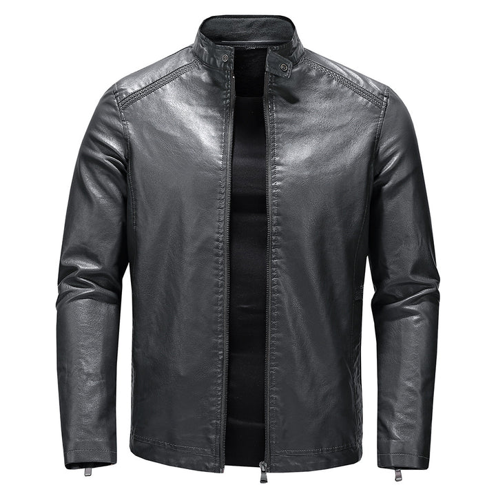 Herren Kunstlederjacke im modernen Casual-Stil mit praktischen Taschen Aliams