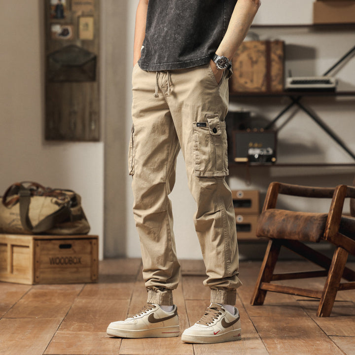 Herren robuste Cargo-Hose mit elastischem Bund und praktischen Taschen Aliams