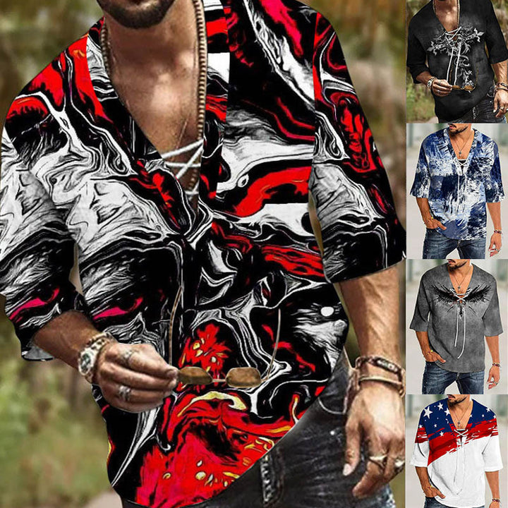 Herren grafisches Shirt mit modernem Schnürdesign Aliams