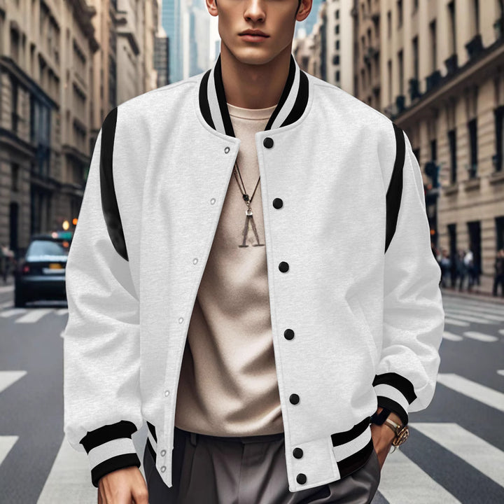 Herren Sportliche Collegejacke mit kontrastrierenden Ärmeln und Knopfdetails Aliams
