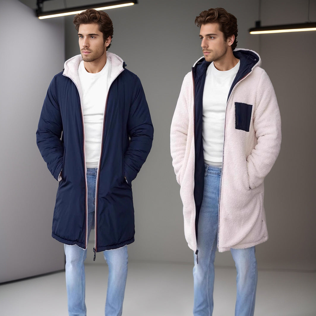 Herren Wendbarer Steppmantel mit Kapuze und praktischen Taschen Aliams